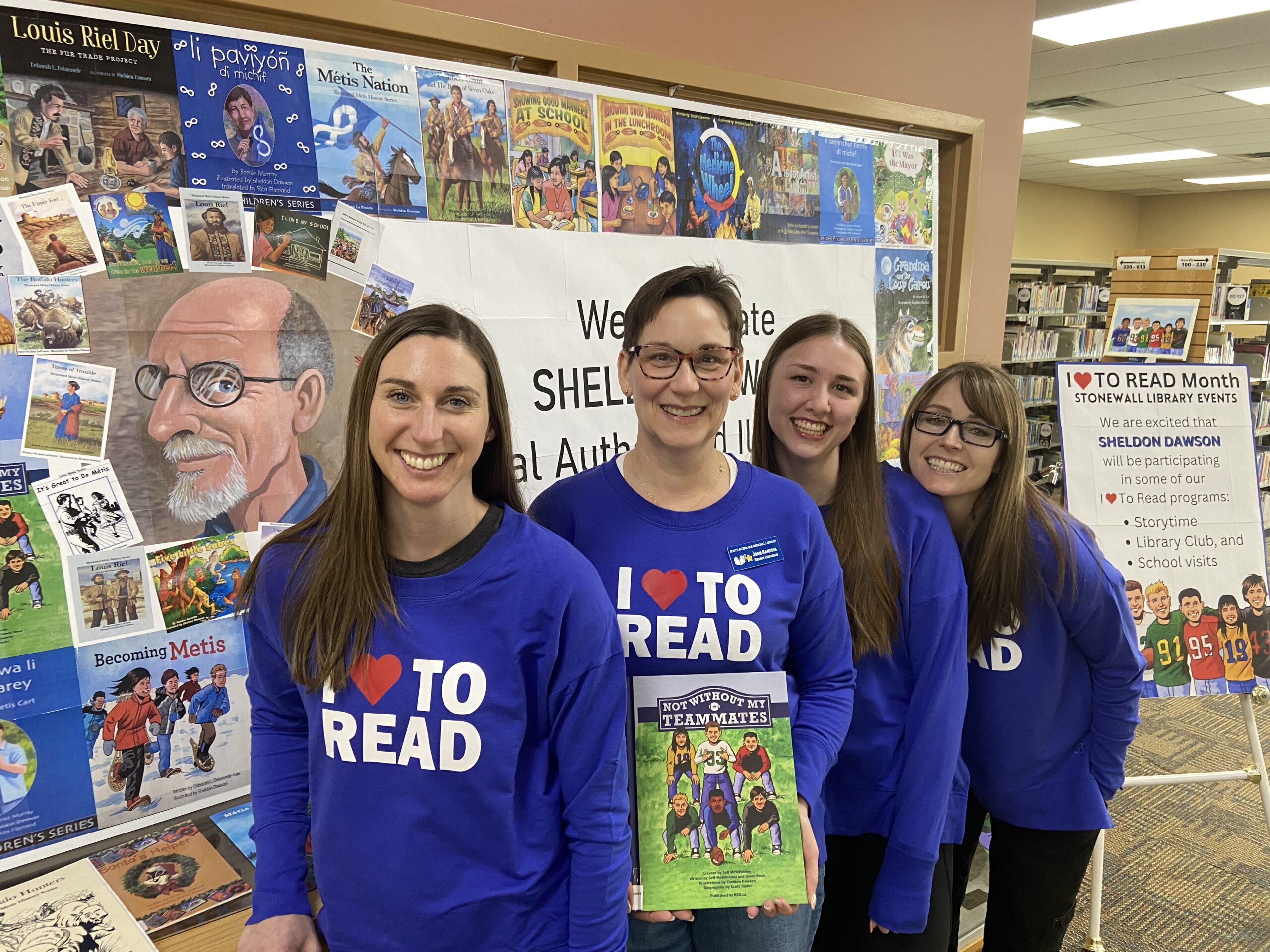 South Interlake Regional Library Staff: Kelsey Dingwall, Joan Ransom, Stella McAuley, Tara Glaspey (L to R)
